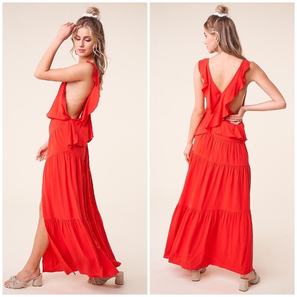 Tulum Ruffled Cross Back Maxi - Picture 2 of 5